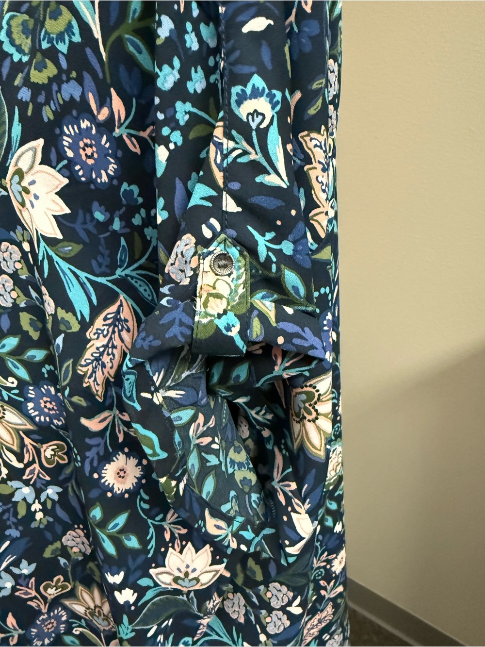 Maurices XL Navy Floral Boho Blouse Short Sleeve Lightweight Cottagecore Top - Picture 9 of 15